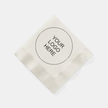 Upload Company Logo Text  Ecru Coined Cocktail Napkins by art_grande at Zazzle