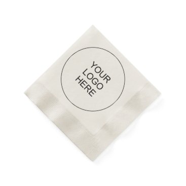 Upload Company Logo Text  Ecru Coined Cocktail Napkins