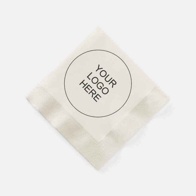 Upload Company Logo Text  Ecru Coined Cocktail Napkins (Corner)