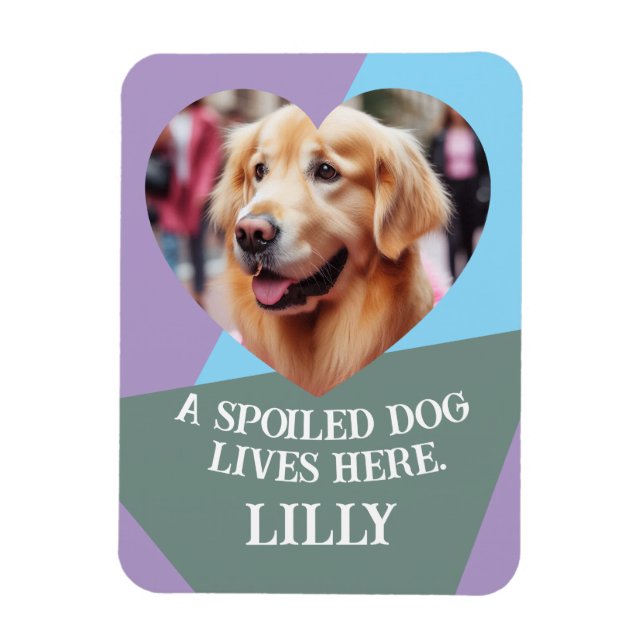 Upload Custom Heart Pet Photo & Name Gift Keepsake Magnet (Vertical)