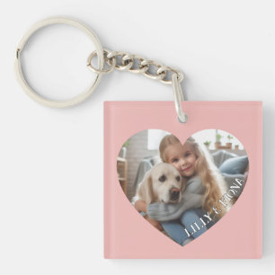 Upload Custom Heart Photo Add Name Family Keepsake Keychain