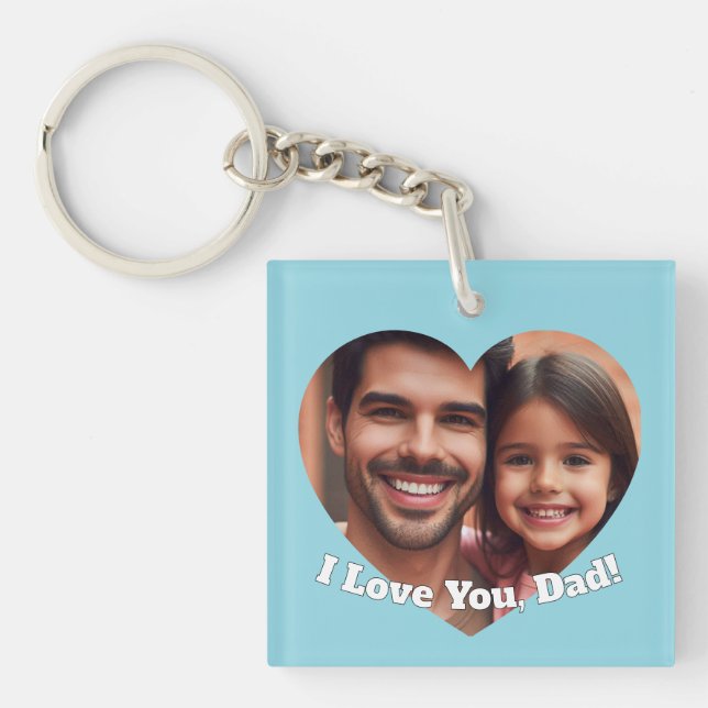 Upload Custom Heart Photo Add Name for Dad Keychain (Front)