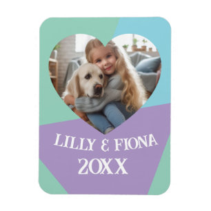 Upload Custom Heart Photo & Name Gift for Parent Magnet