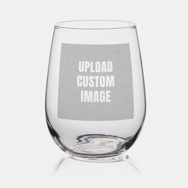 Upload Custom Image - Add Your Own To Print On A Stemless Wine Glass (Glassware)