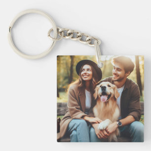 Upload Custom Pet Family Photo Keepsake Gift Keychain