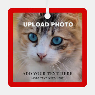 Upload Dog Pet Photo Double Sided Design Square Metal Ornament