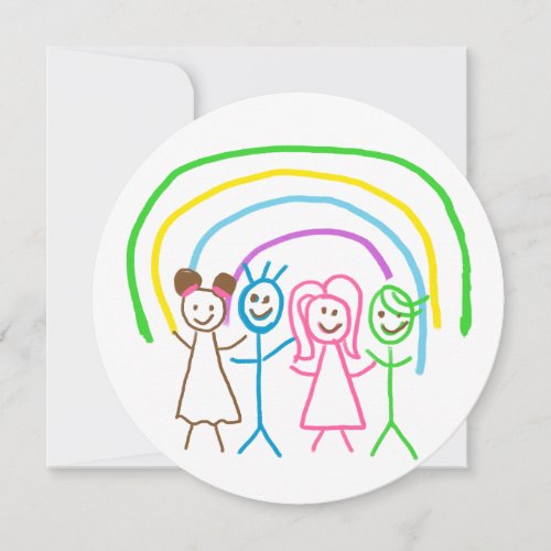 Upload Drawing Turn Kids Artwork to Round Thank You Card