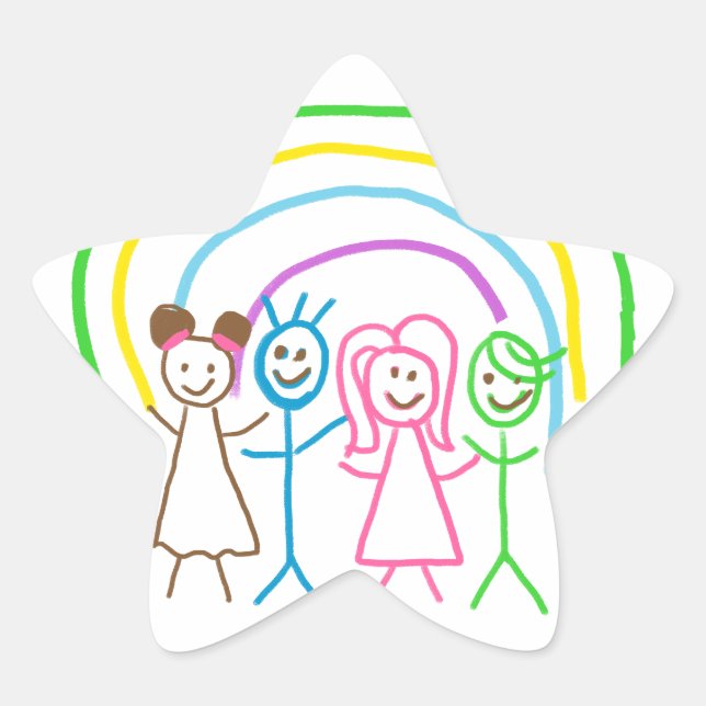 Upload Drawing Turn Kids Artwork to  Star Sticker (Front)
