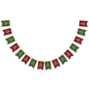 Upload Family Picture into a Christmas Tree Shape Bunting Flags