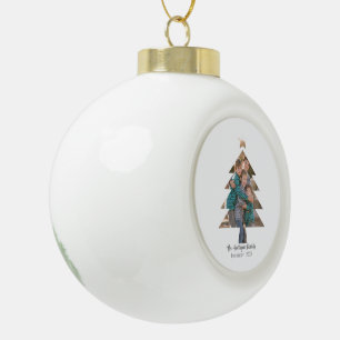 Upload Family Picture into a Christmas Tree Shape  Ceramic Ball Christmas Ornament