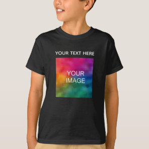 Upload Image Add Text Template Boys Kids Black T-Shirt
