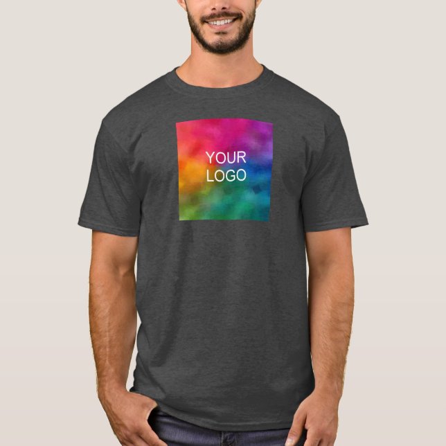 Upload Image Logo Personalize Charcoal Heather T-Shirt (Front)