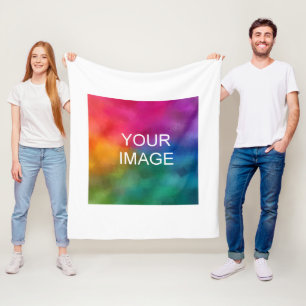 Upload Image Picture Photo Or Logo Simple Template Fleece Blanket