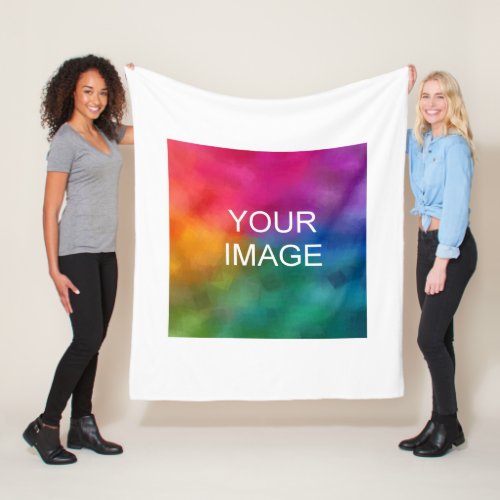 Upload Image Picture Photo Or Logo Simple Template Fleece Blanket