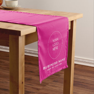 Upload Logo Add Text Pink Solid Color Template Short Table Runner