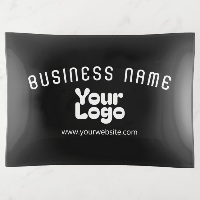 Upload Logo | Black & White (editable) Trinket Tray (Front)