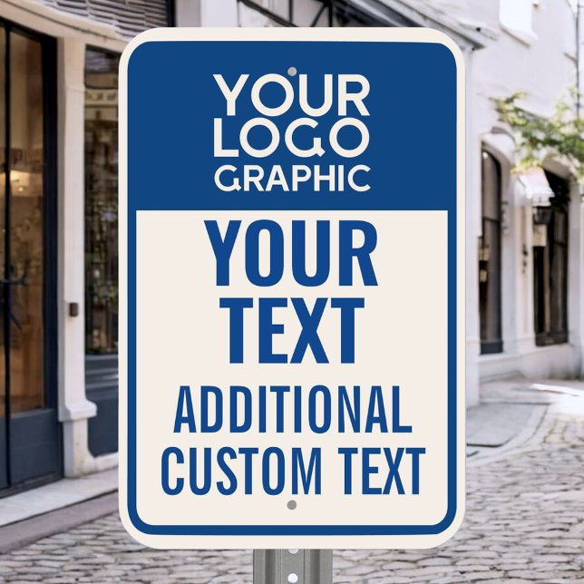 Upload Logo Blue + White Anything Template General Metal Sign (Creator Uploaded)