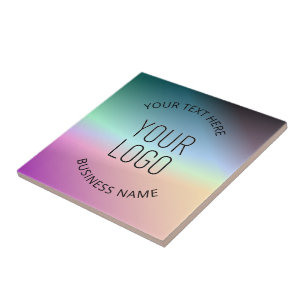 Upload Logo Colorful Changing Gradient Colors Ceramic Tile