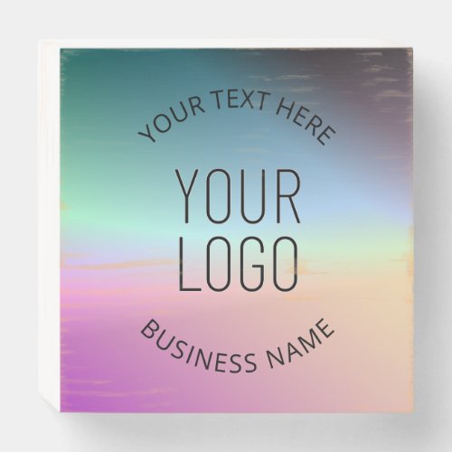 Upload Logo  Colorful Changing Gradient Colors  Wooden Box Sign