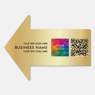 Upload Logo Custom QR Code Elegant Gold Arrow Yard Sign