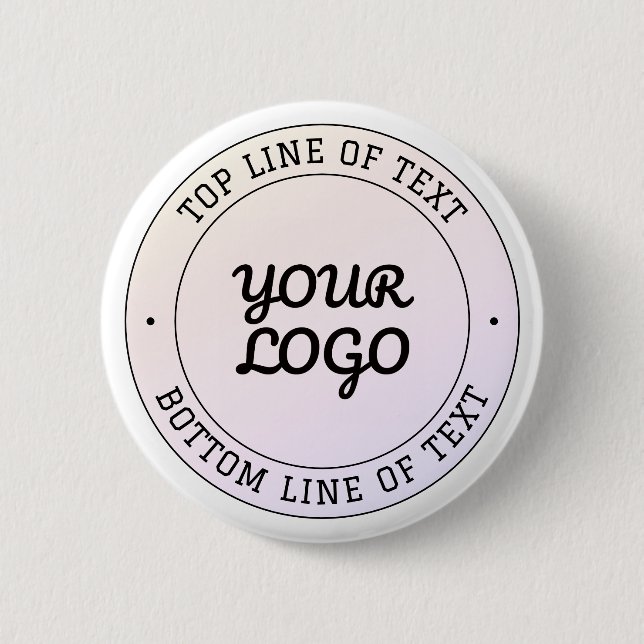 Upload Logo & Custom Text | Peach Pink & Purple Button (Front)