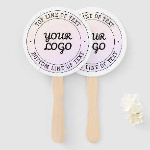 Upload Logo & Custom Text   Peach Pink & Purple Hand Fan