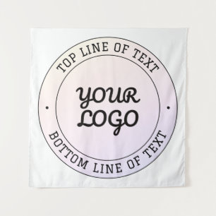 Upload Logo & Custom Text Peach Pink & Purple Tapestry