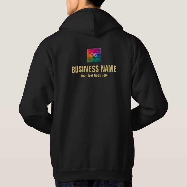 Upload Logo Employee Staff Mens Black And Gold Hoodie (Back)