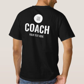 Upload Logo Here Team Trainer Coach Mens Black T-Shirt