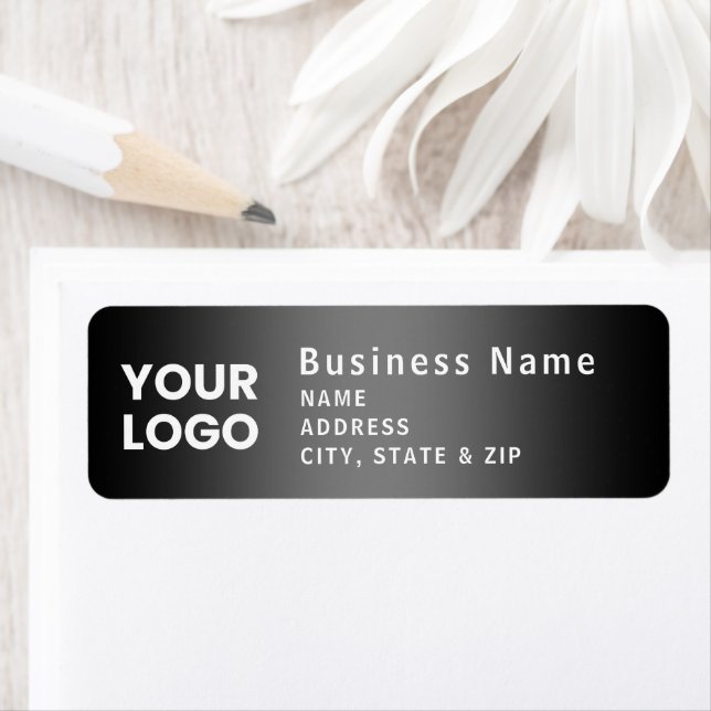 Upload Logo | Modern Gradient Grey Return Address Label (Insitu)