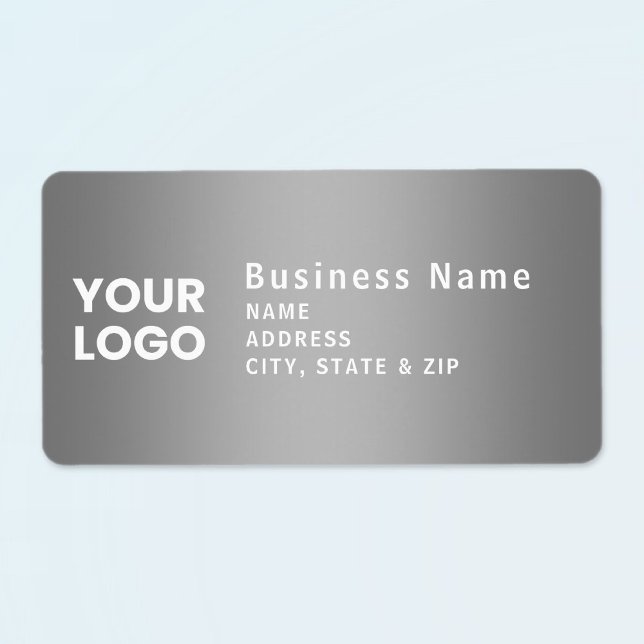 Upload Logo | Modern Gradient Grey Return Address Label (Creator Uploaded)