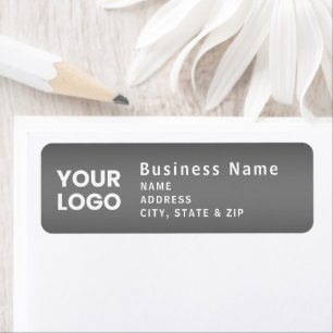 Upload Logo Modern Gradient Grey Return Address Label