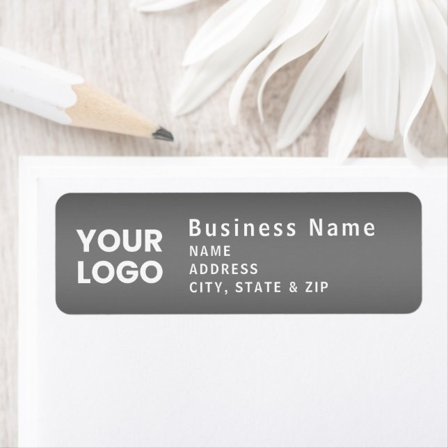 Upload Logo | Modern Gradient Grey Return Address Label (Insitu)