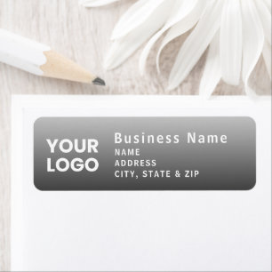 Upload Logo Modern Gradient Grey Return Address Label