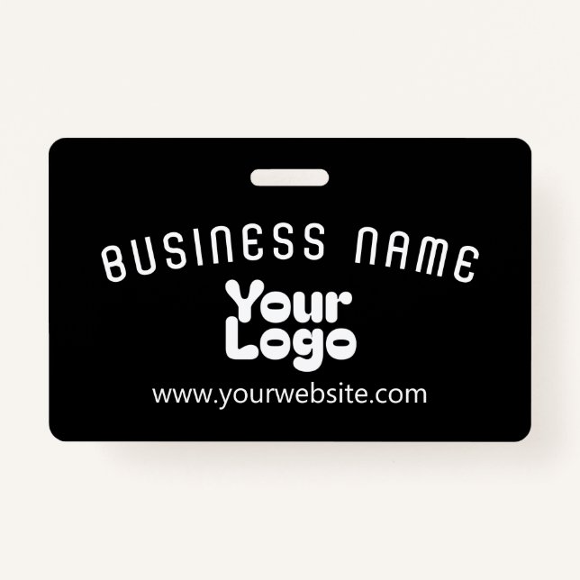Upload Logo Retro-Modern Black & White (editable) Badge (Front)