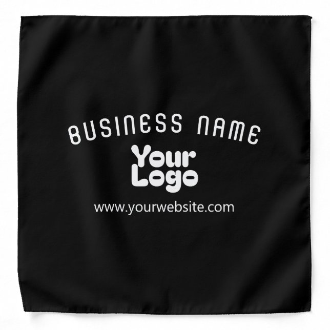 Upload Logo Retro-Modern Black & White (editable) Bandana (Front)