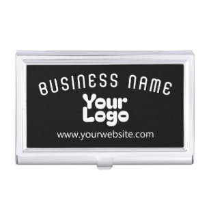 Upload Logo Retro-Modern Black & White (editable) Business Card Case