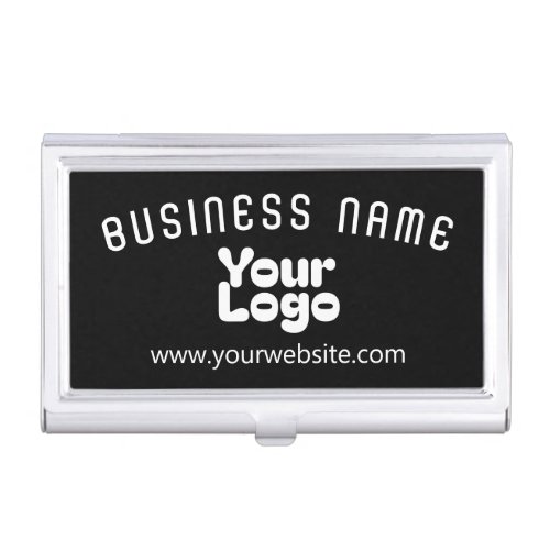 Upload Logo Retro_Modern Black  White editable Business Card Case