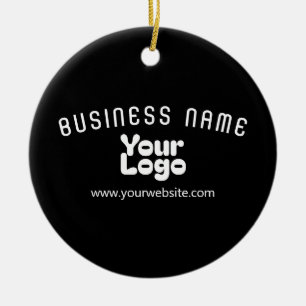 Upload Logo Retro-Modern Black & White (editable) Ceramic Ornament