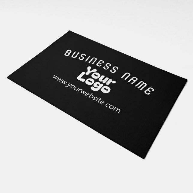 Upload Logo Retro-Modern Black & White (editable) Doormat (Angled)