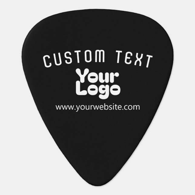 Upload Logo Retro-Modern Black & White (editable) Guitar Pick (Front)