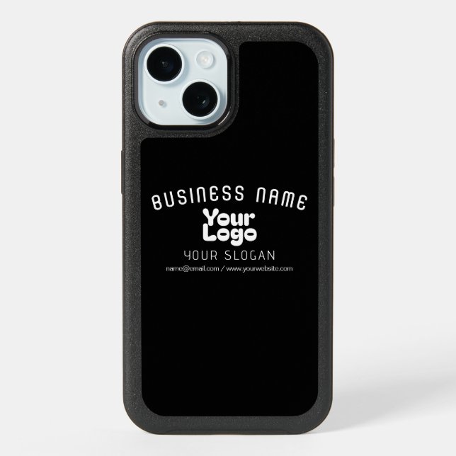 Upload Logo Retro-Modern Black & White (editable) iPhone 15 Case (Back)