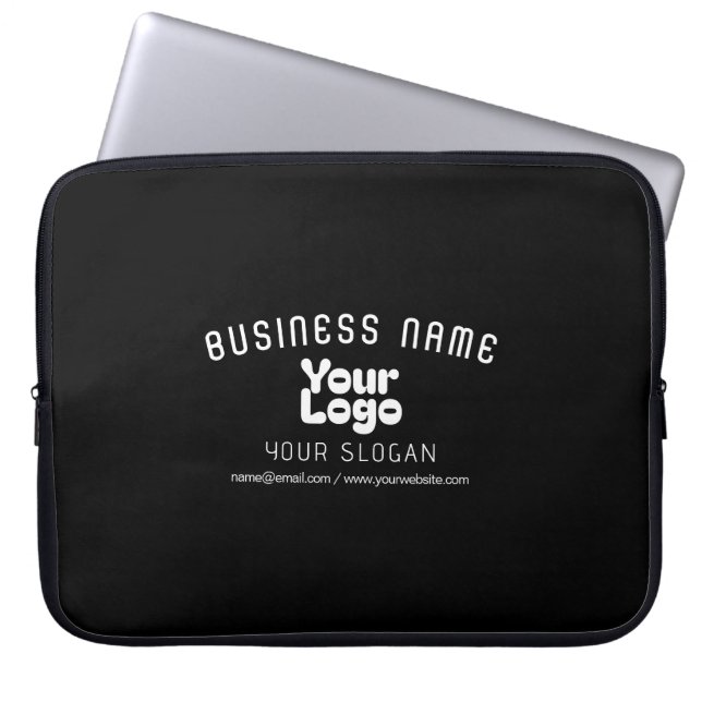 Upload Logo Retro-Modern Black & White (editable) Laptop Sleeve (Front)