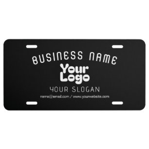 Upload Logo Retro-Modern Black & White (editable) License Plate