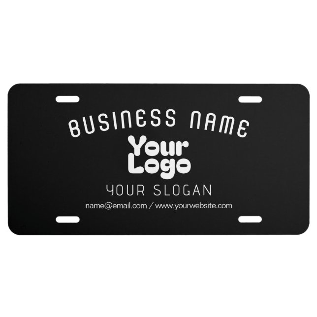 Upload Logo Retro-Modern Black & White (editable) License Plate (Front)