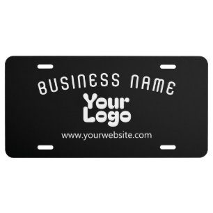 Upload Logo Retro-Modern Black & White (editable) License Plate