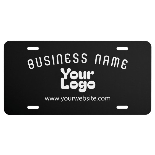 Upload Logo Retro-Modern Black & White (editable) License Plate (Front)