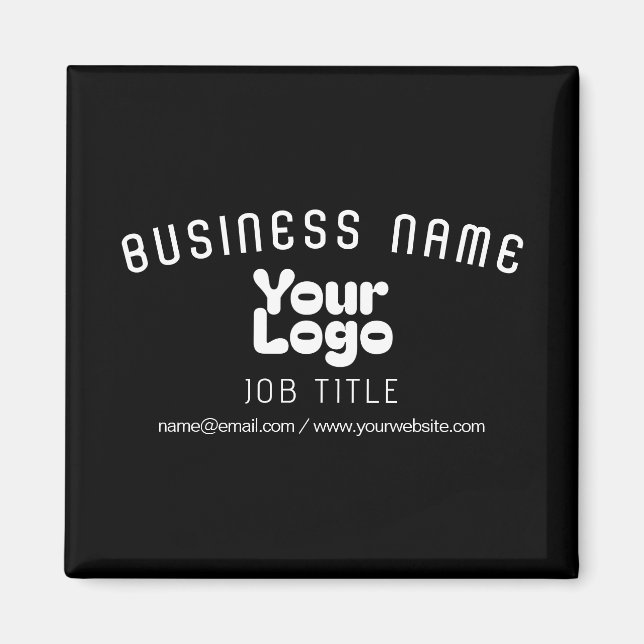 Upload Logo Retro-Modern Black & White (editable) Magnet (Front)