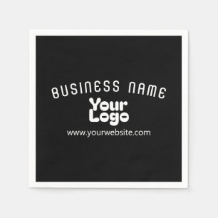 Upload Logo Retro-Modern Black & White (editable) Napkins