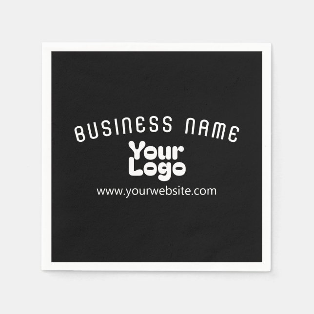 Upload Logo Retro-Modern Black & White (editable) Napkins (Front)